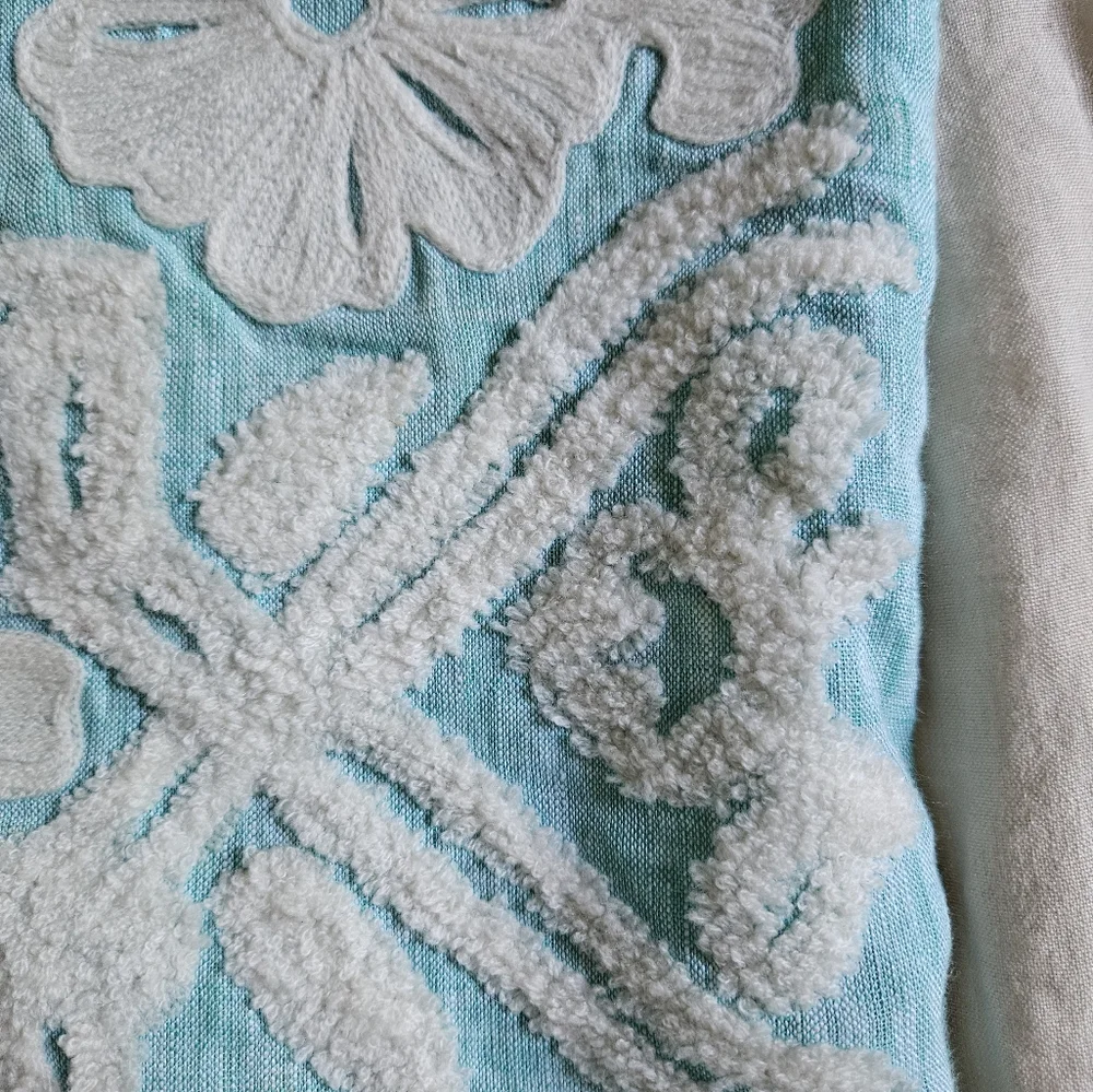 Crate & Barrel Blue and White Textured Decorative Pillow Cover